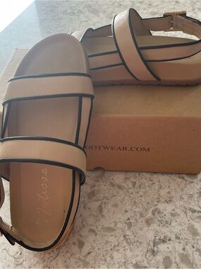 Matisse Beige Sandals with Black Piping